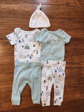 Cloud island Set Of 2 Mountain Adventure Outfits Bodysuit with Pants 0-3 Months